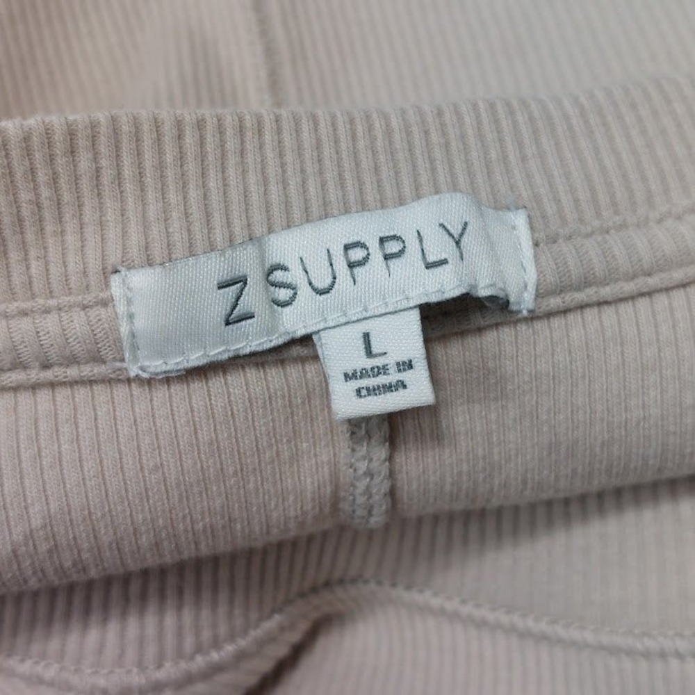 Z Supply Ribbed Tee Women's Large Beige Scoop Neck Soft Girl Contemporary - Picture 6 of 8